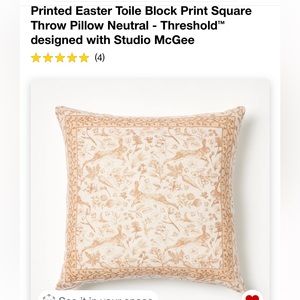 Easter toile block print pillow studio Mcgee